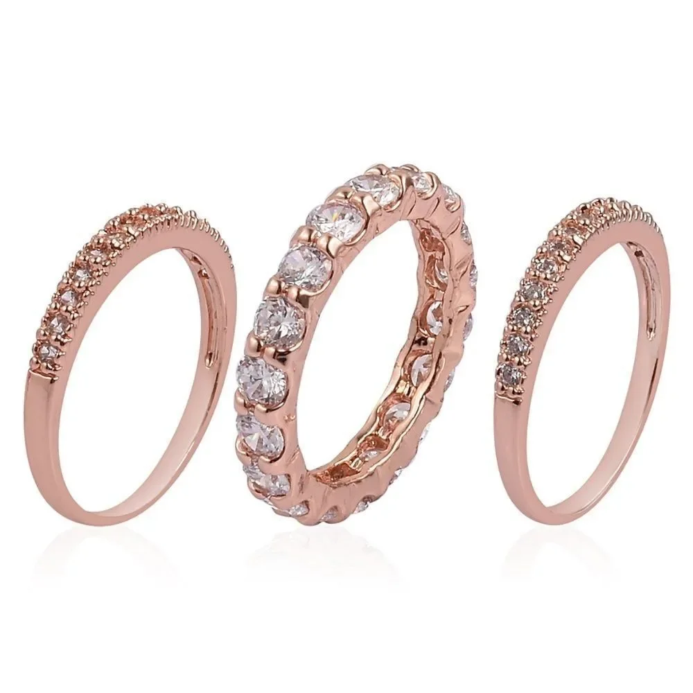 Simulated Diamond 3 Ring Set Size 8